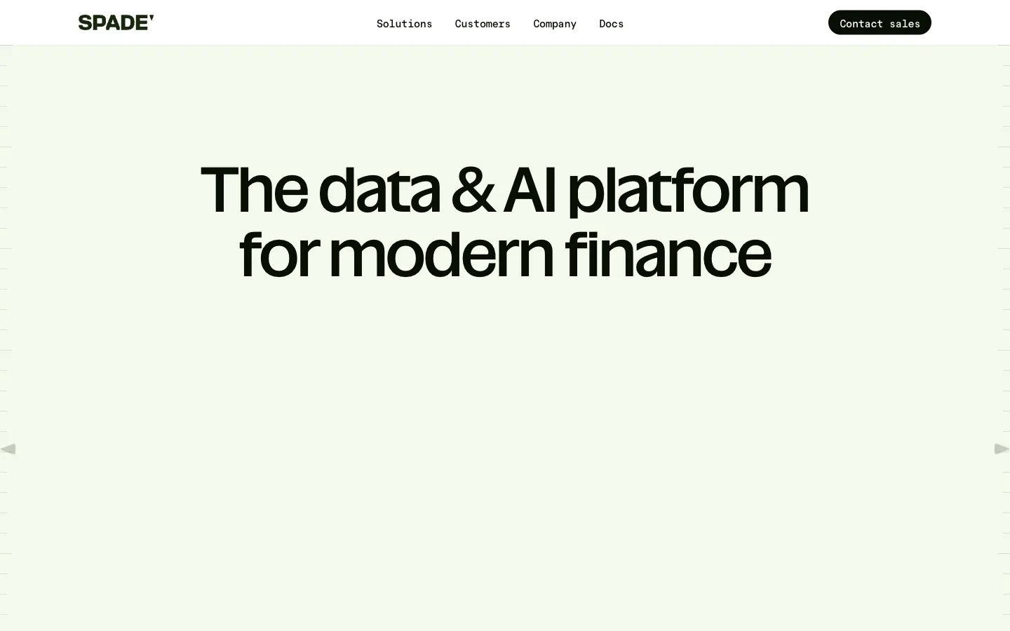 Homepage of the Spade rebuild, a fintech marketing site.